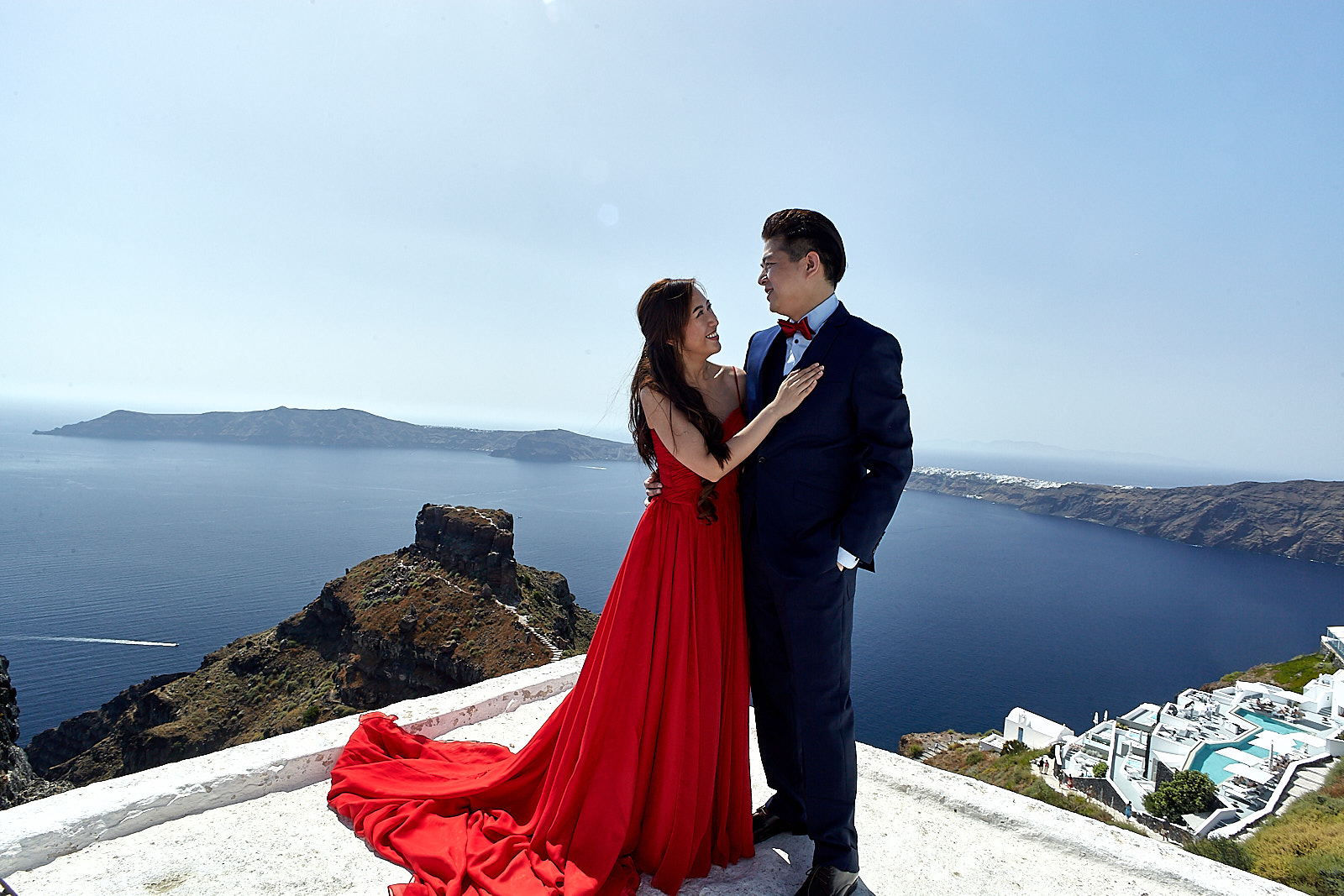 Santorini Wedding Photographer Photo Shoot in Santorini Red Dress