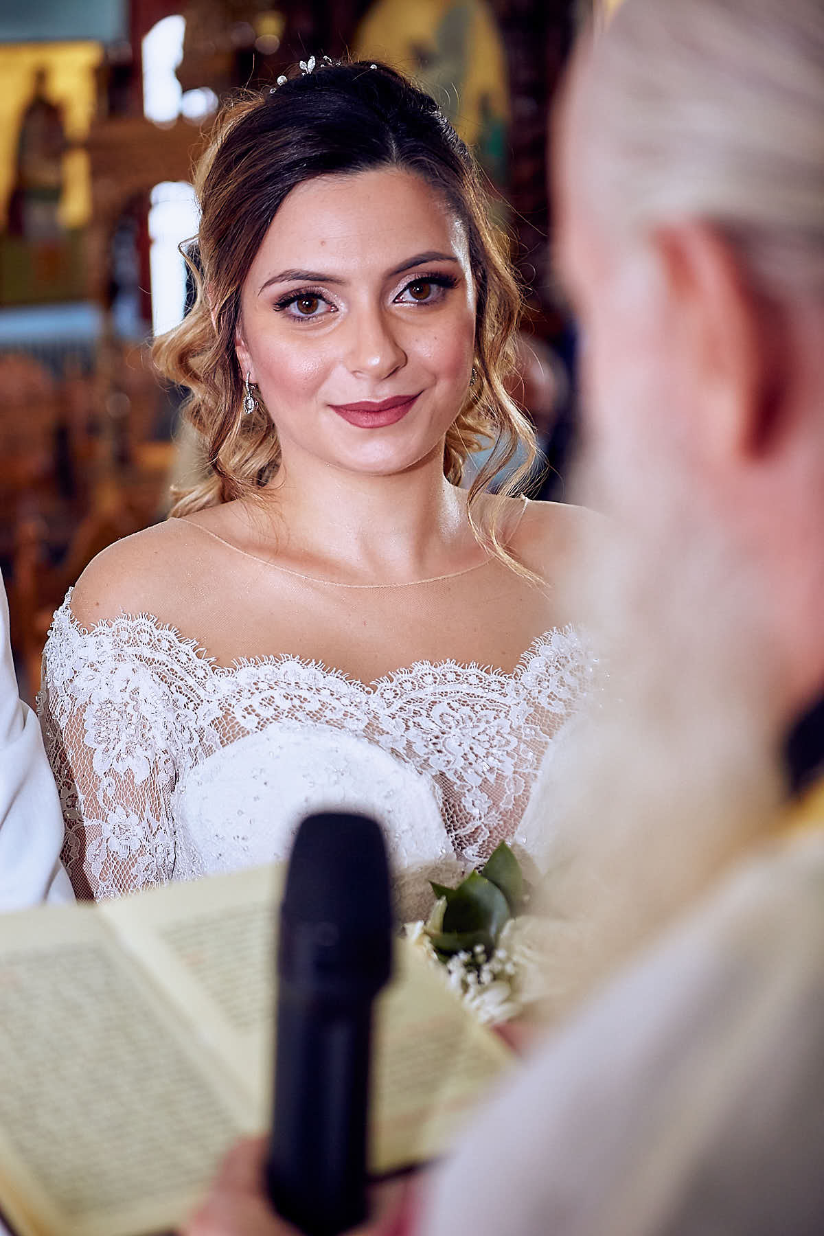 Bride looking at the camera