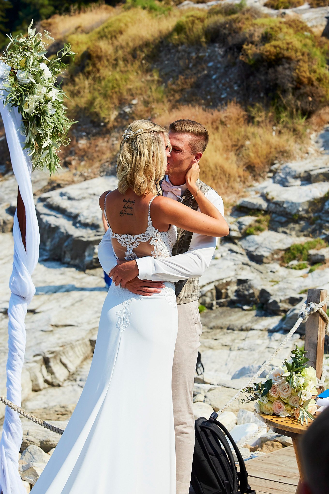 Thassos beach front wedding photographs