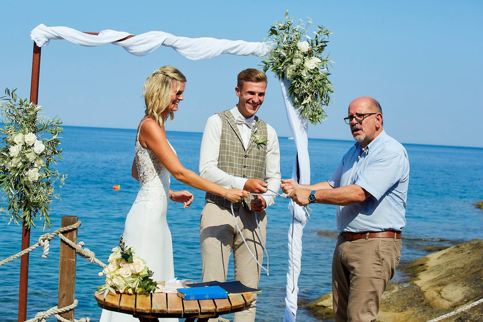 Golden beach wedding