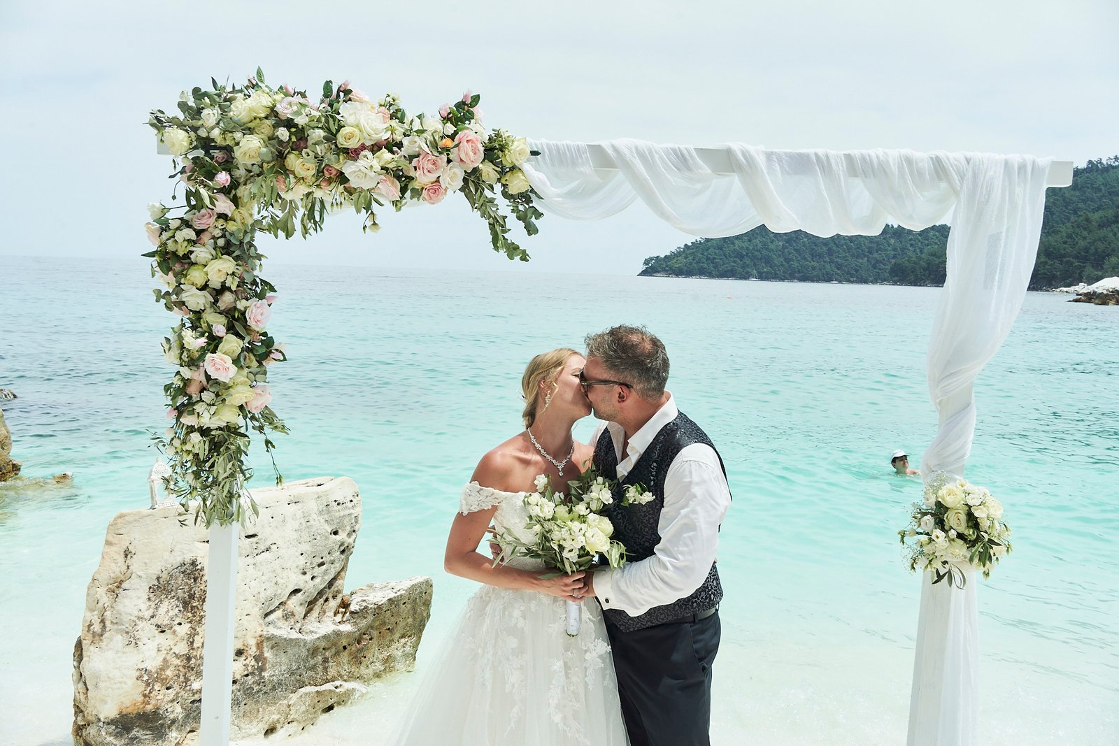 greek german couple getting married in Thassos Greece