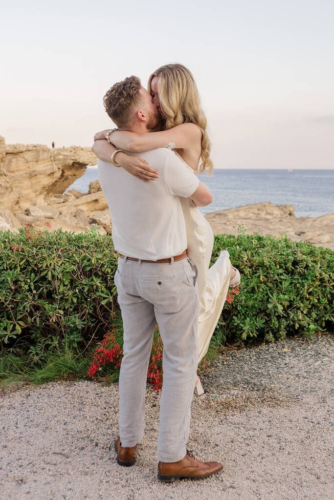 Romantic moment after proposal