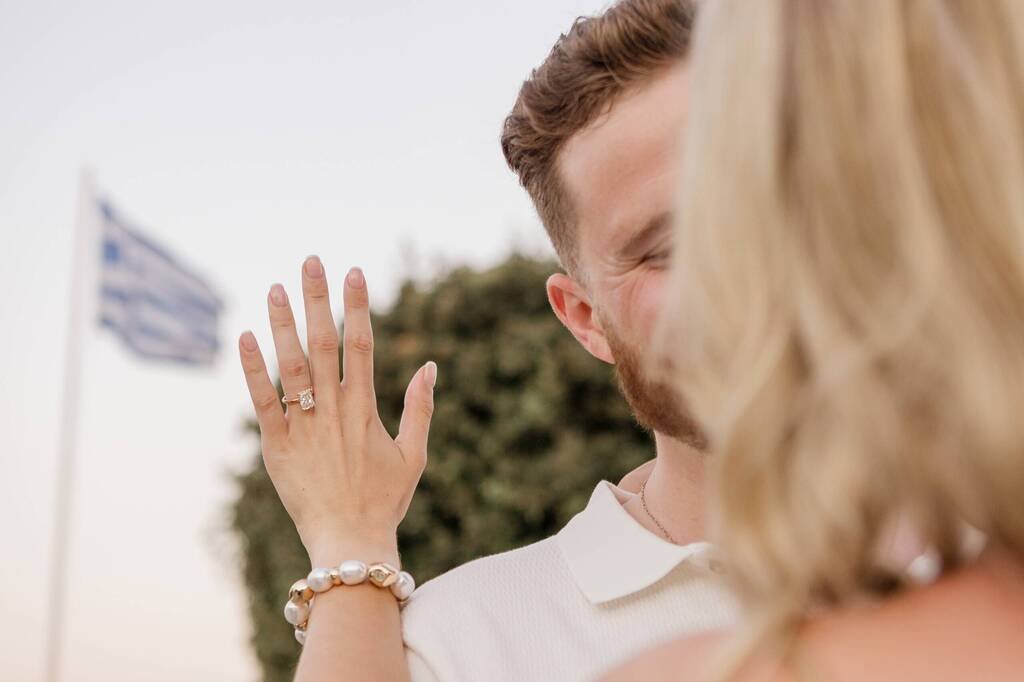 Engagement ring reveal moment