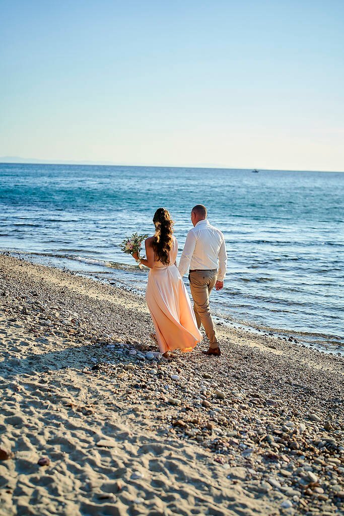 Aerial shot wedding couple