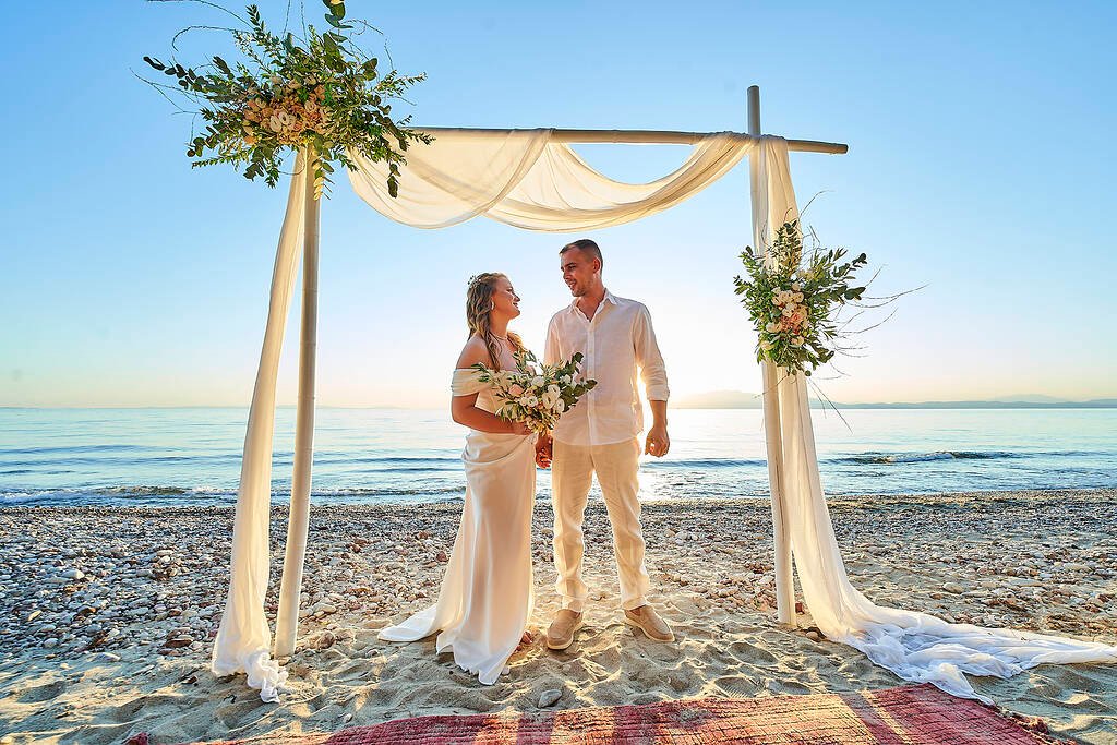 barefoot bride on beach