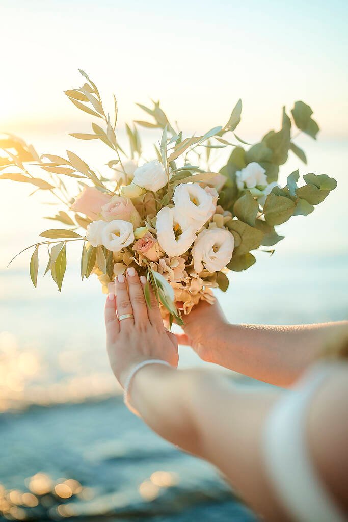sunset beach wedding greece