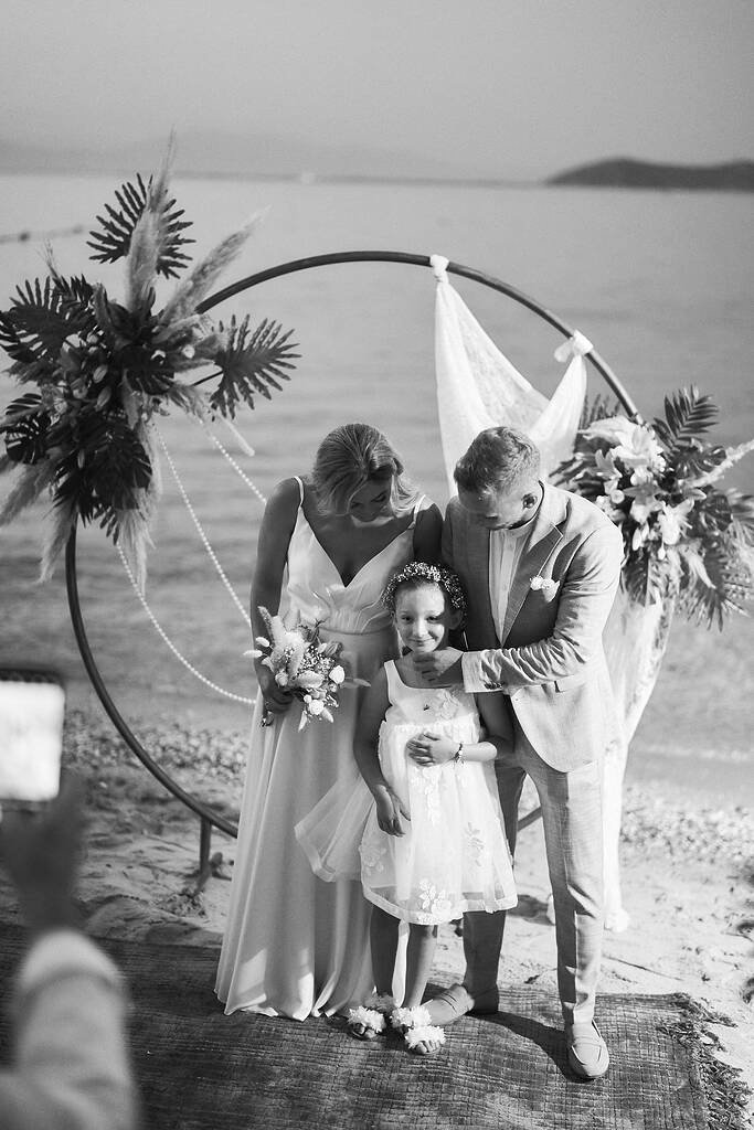Candid family laughter Greece