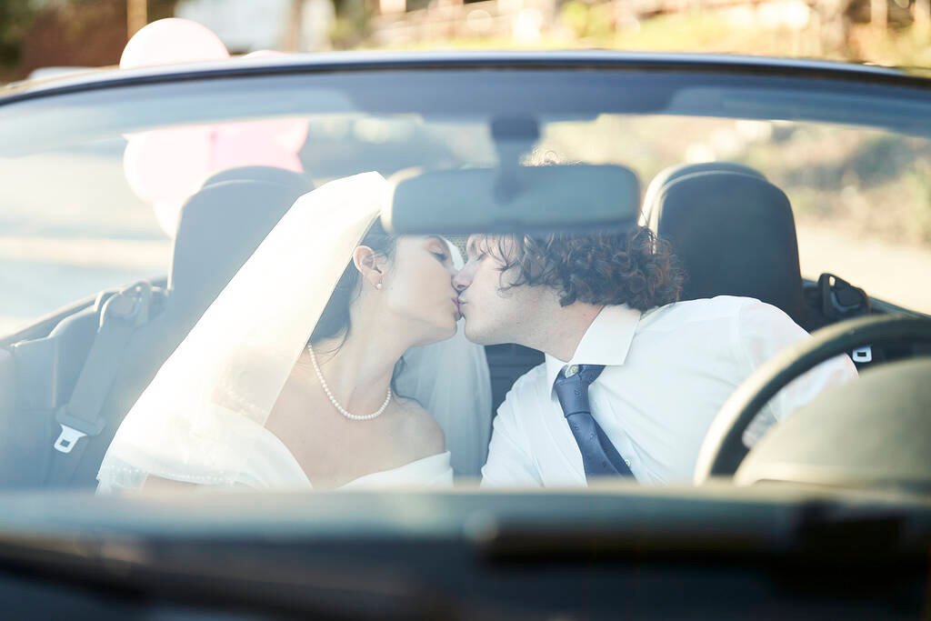 Couple quiet wedding moment