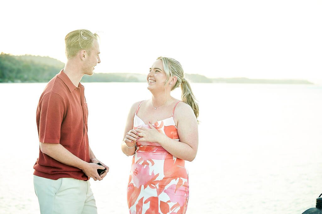 couple laughing beach engagement Halkidiki