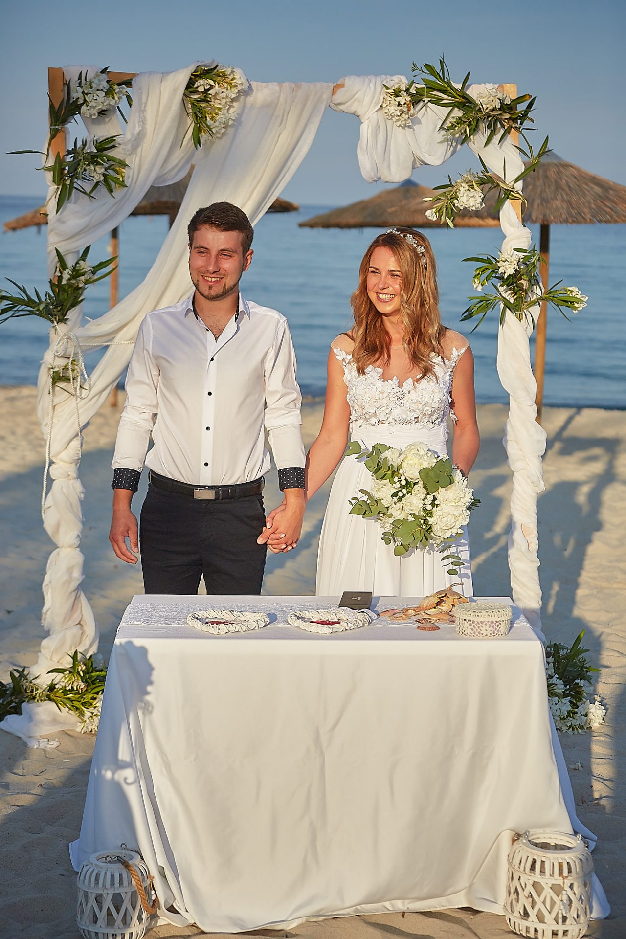 Thassos Golden Beach Wedding on the beach wedding table and decor