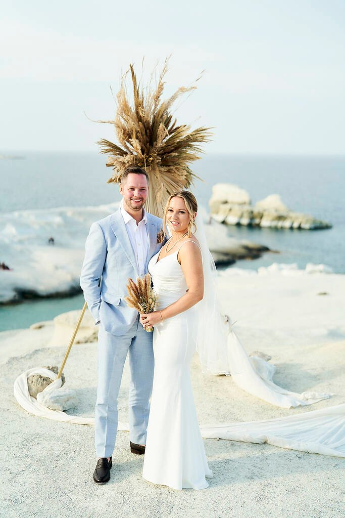 Sarakiniko Beach elopement setup