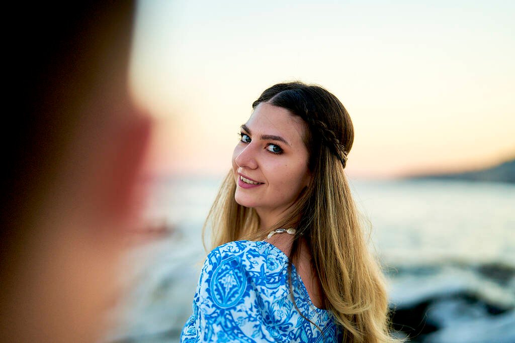 sunset engagement shot