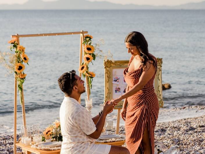 Sunset Marriage Proposal in Rhodes