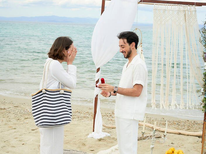 An Intimate Story Captured by a Beach Proposal Photographer in Greece